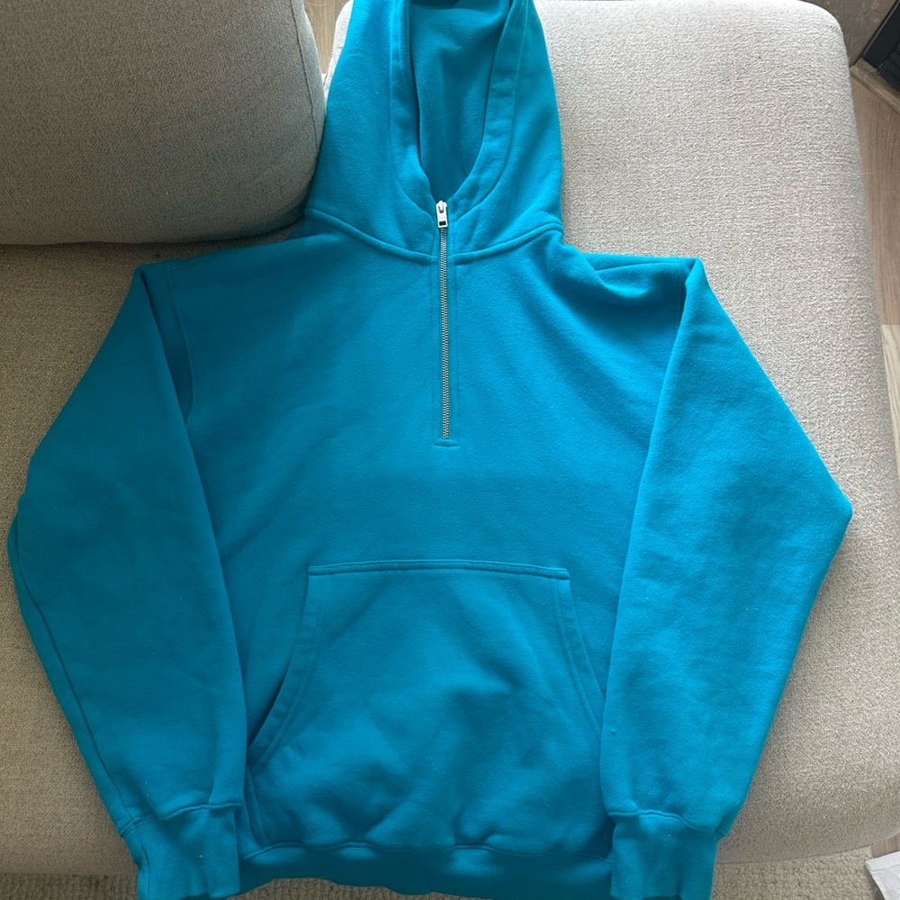 TNA quarter zip hoodie, turquoise, size medium